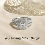 Silver ring with diamond design on a beige background